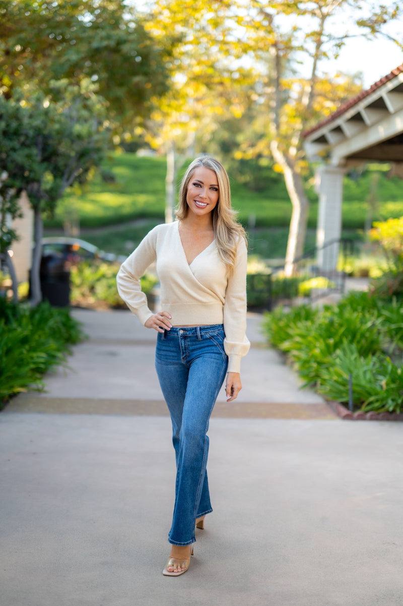 SURPLICE V-NECK SWEATER - ALPACA