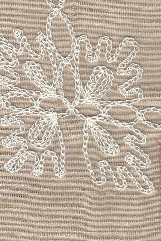 EMBROIDERED LINEN DRESS - TAUPE