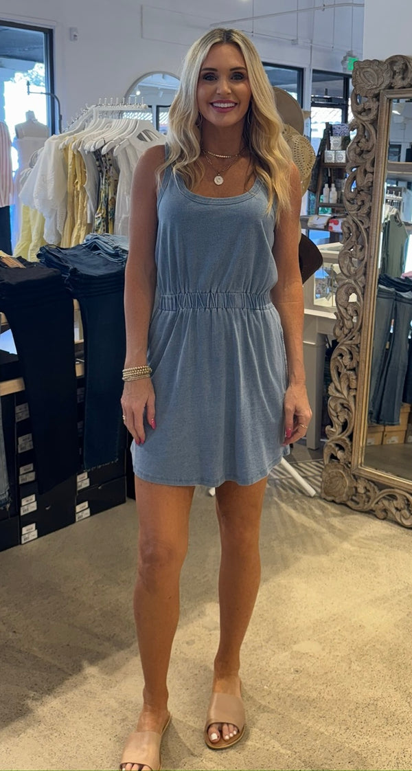 Z SUPPLY KEEGAN JERSEY DENIM MINI DRESS - INDIGO