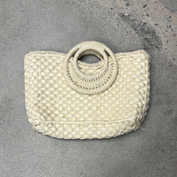 STRAW TOP HANDLE BAG - BEIGE