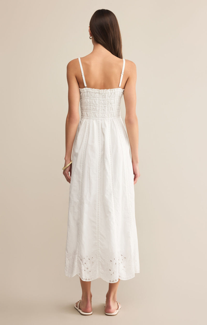 Z SUPPLY DANI EMBROIDERED MIDI DRESS - WHITE