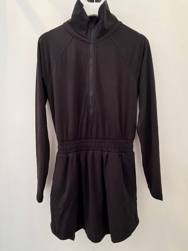 BUTTER QUARTER ZIP ROMPER/SKIRT - BLACK