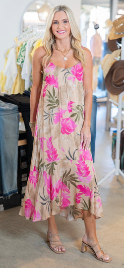 Z SUPPLY BENSON TROPICAL MAXI DRESS - DESERT TAN