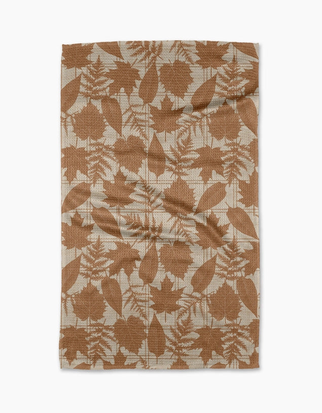 GEOMETRY KITCHEN TEA TOWELS - AUTUMN LEAVES GOLD