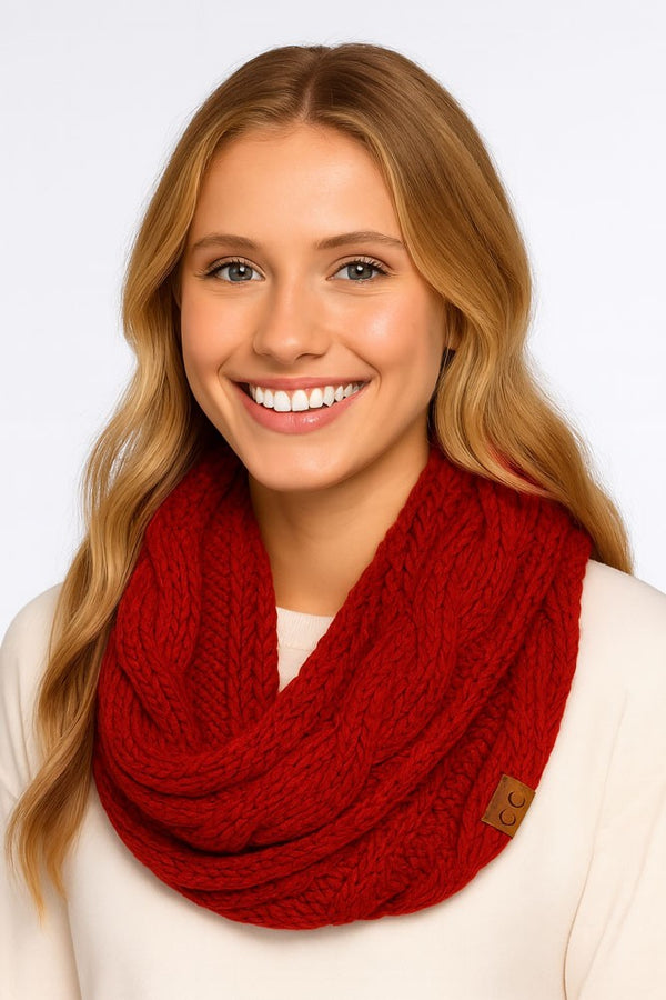 KNIT INFINITY SCARF - RED