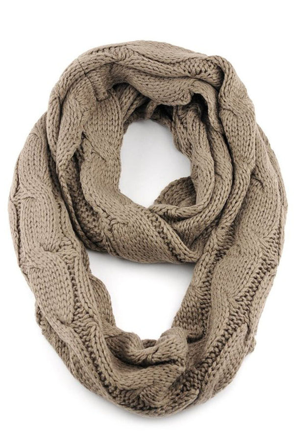KNIT INFINITY SCARF - TAUPE
