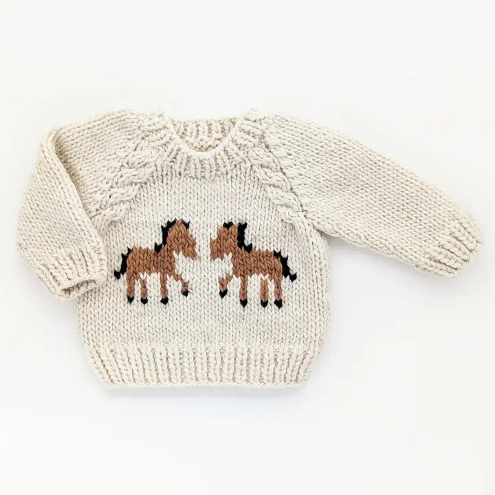 PONY CREWNECK SWEATER - NATURAL