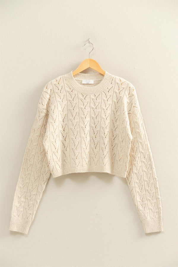 CROPPED OPEN KNIT SWEATER - ALPACA