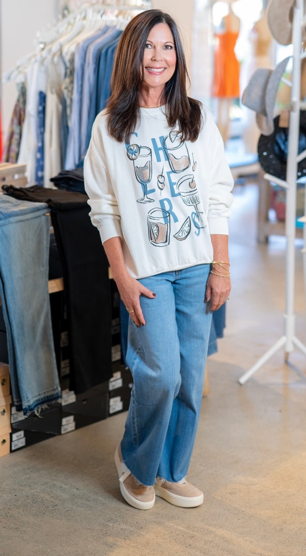 Z SUPPLY CHEERS SUNDAY SWEATSHIRT - SEA SALT