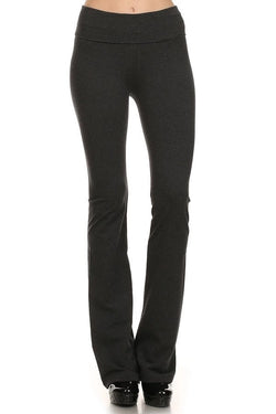 FOLDOVER BOOTCUT YOGA PANTS - BLACK