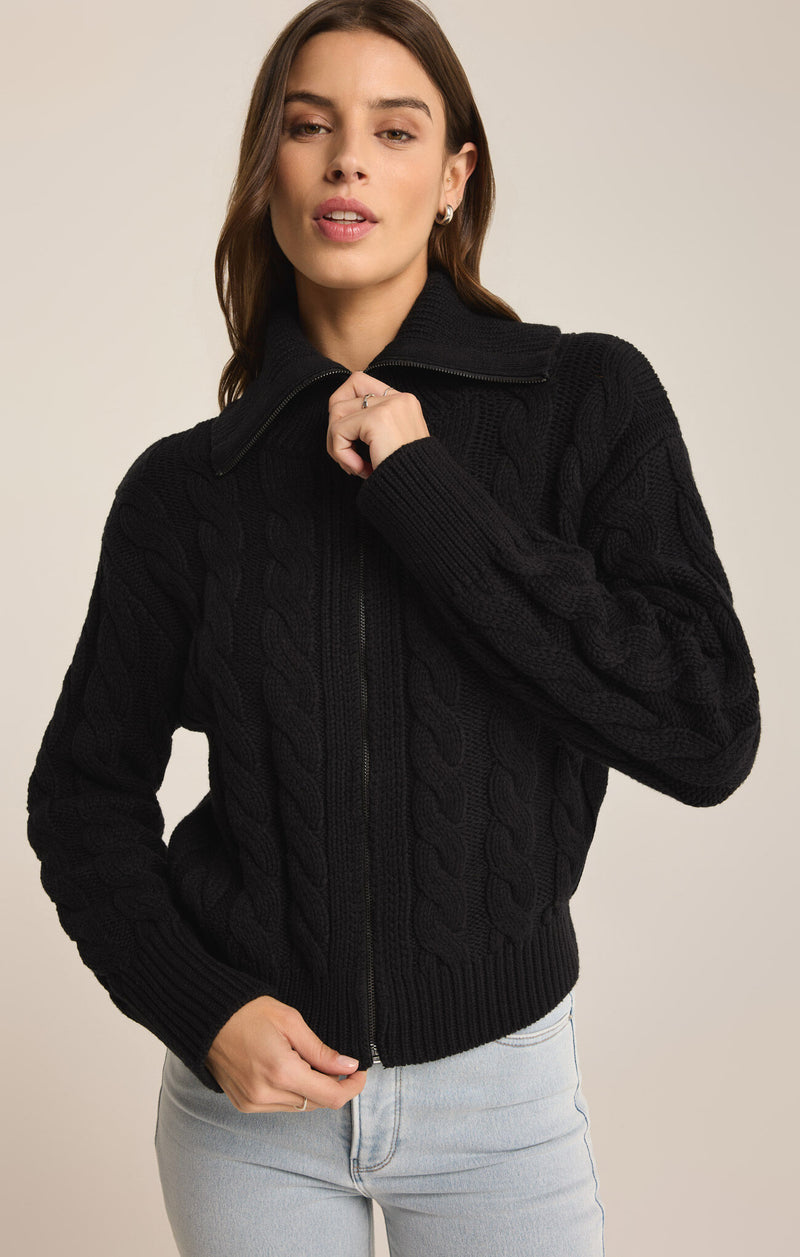 Z SUPPLY HEMINGWAY CABLE CARDIGAN - BLACK