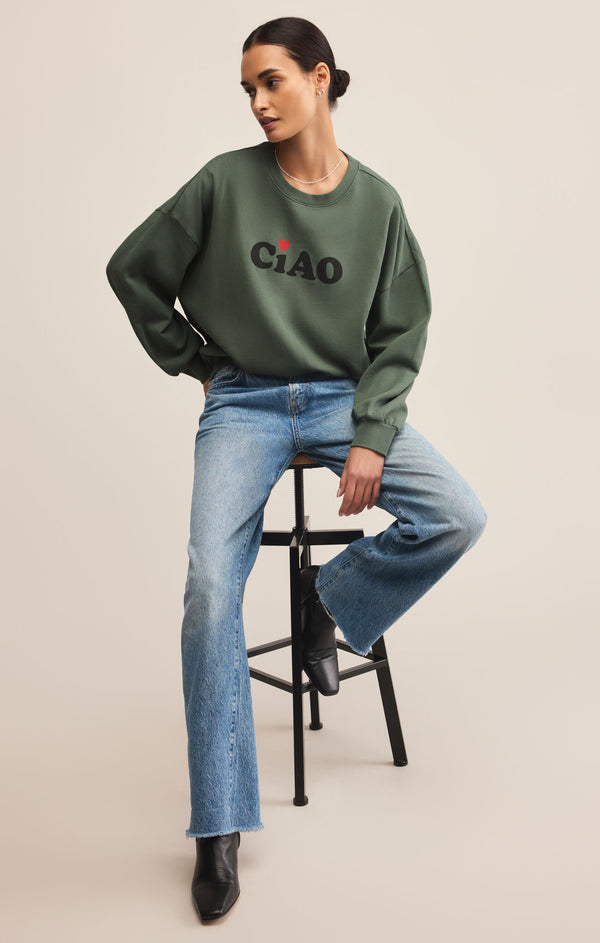 Z SUPPLY CIAO SUNDAY SWEATER - HUNTER GREEN