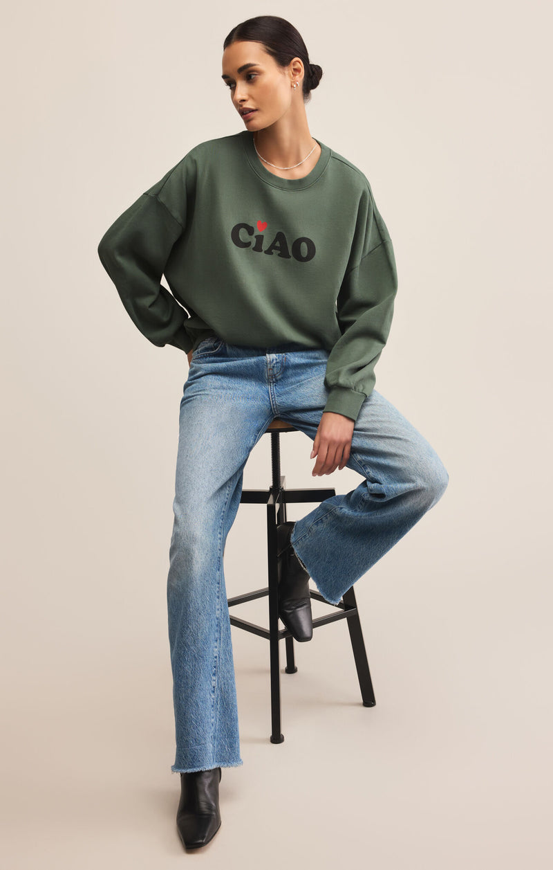 Z SUPPLY CIAO SUNDAY SWEATER - HUNTER GREEN