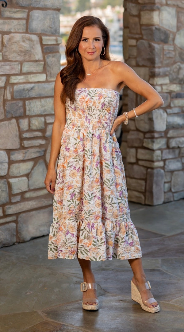 ARIA FLORAL CONVERTIBLE DRESS/SKIRT - CREAM/DUSTY LILAC