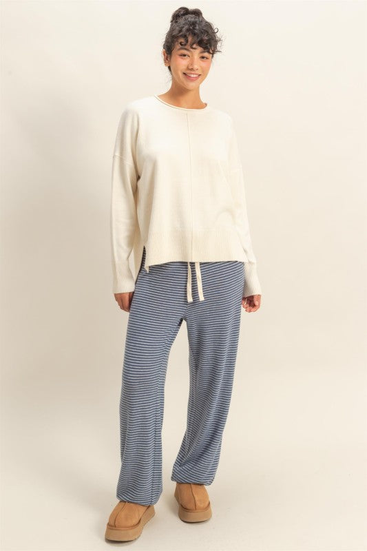 DROP SHOULDER SWEATER - CREAM