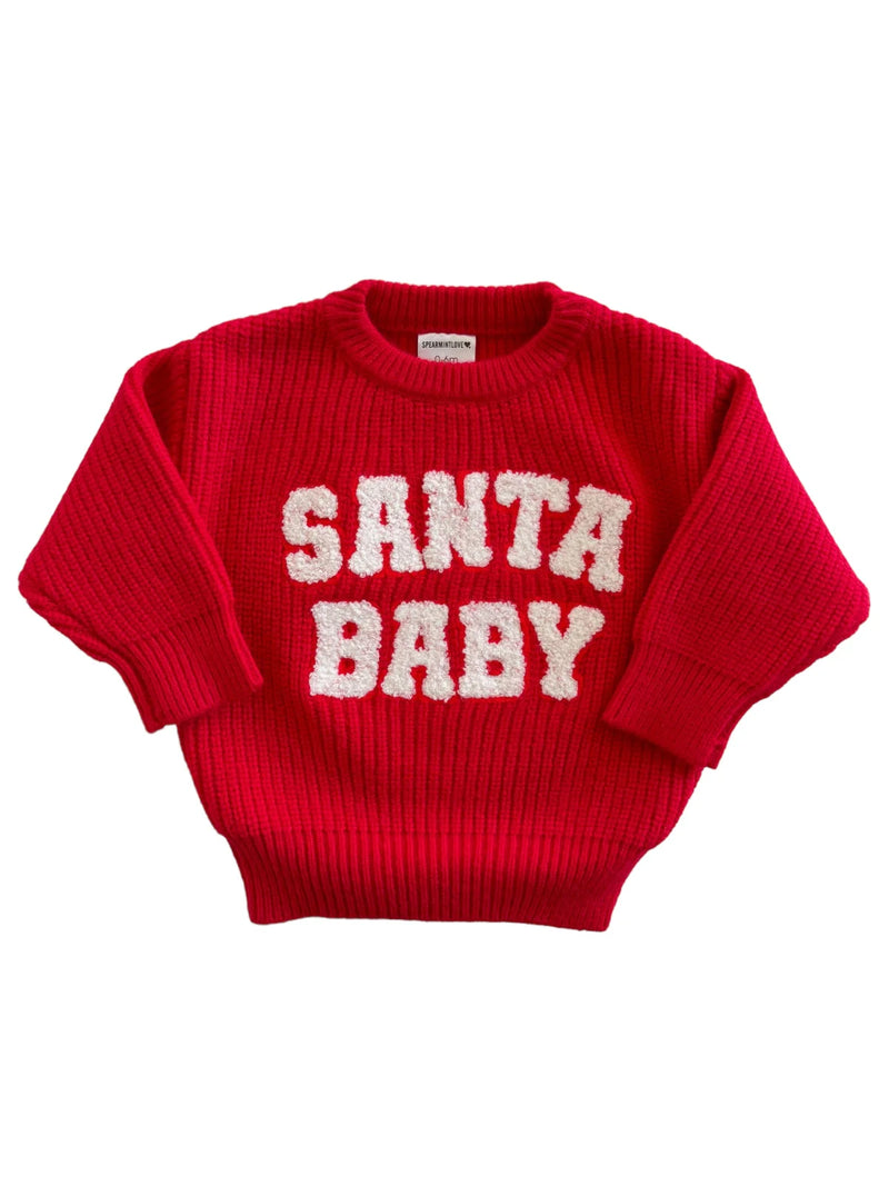 SANTA BABY KNIT SWEATER  - RED