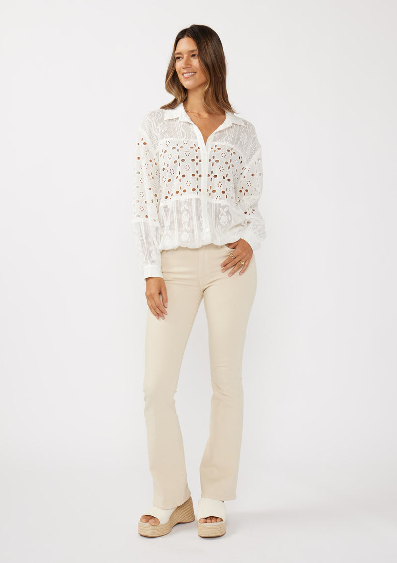 PATCHWORK LACE SHIRT - OFF WHITE