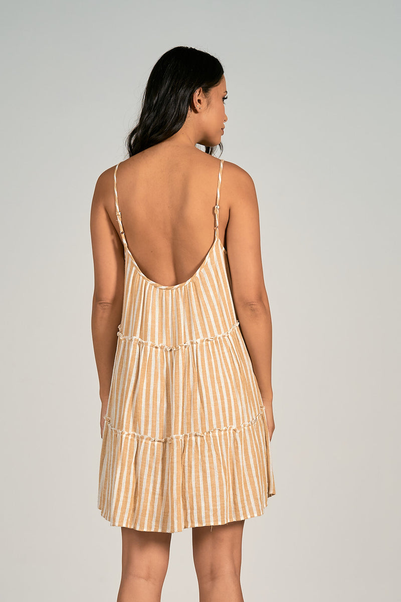 ELAN NETAL DRESS - CURRY STRIPE