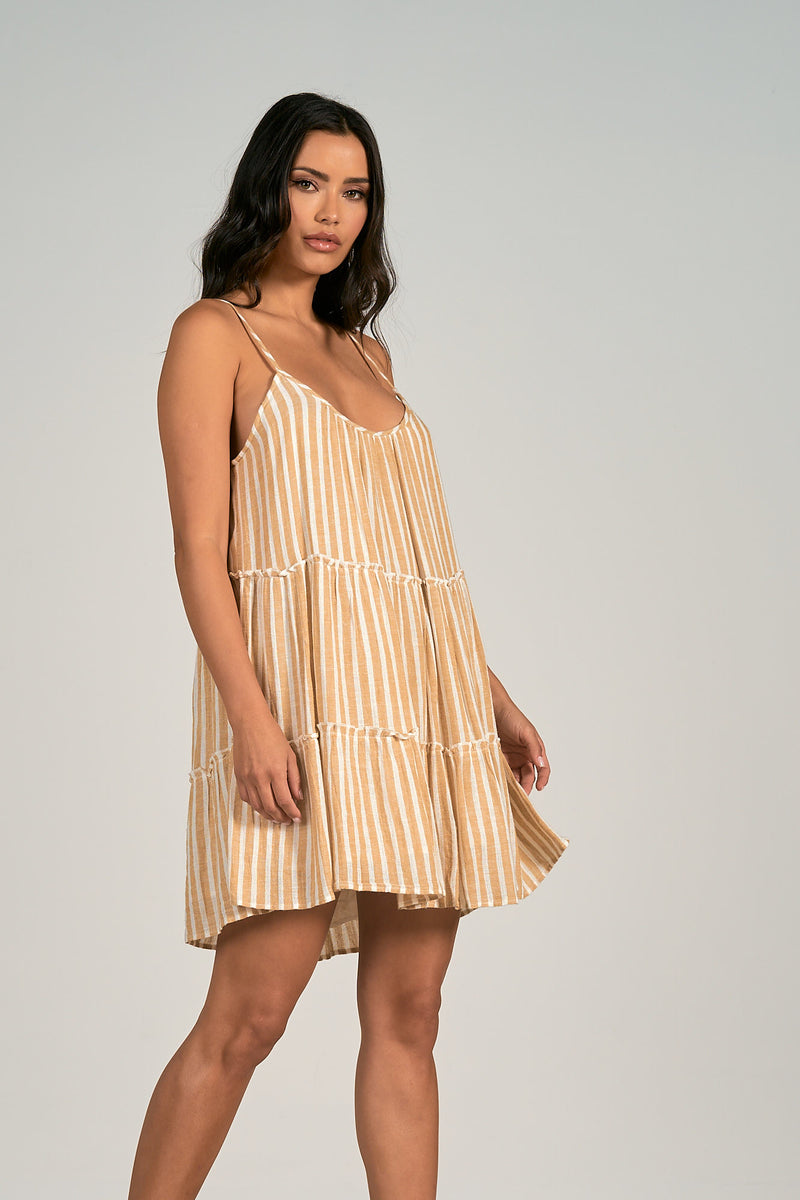 ELAN NETAL DRESS - CURRY STRIPE