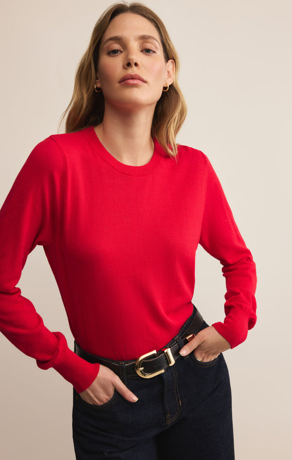Z SUPPLY PERFECT LAYER SWEATER - FESTIVE RED