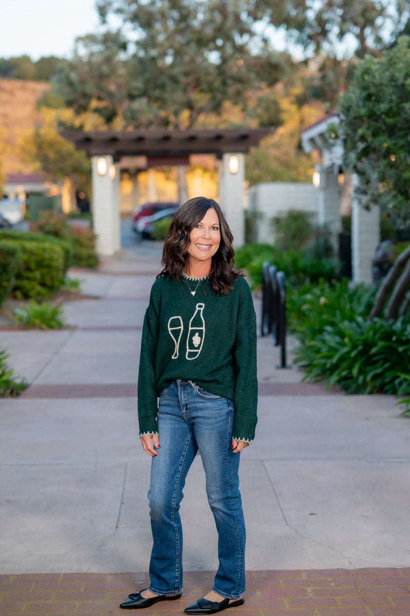 WINE AND DINE SWEATER - HUNTER GREEN