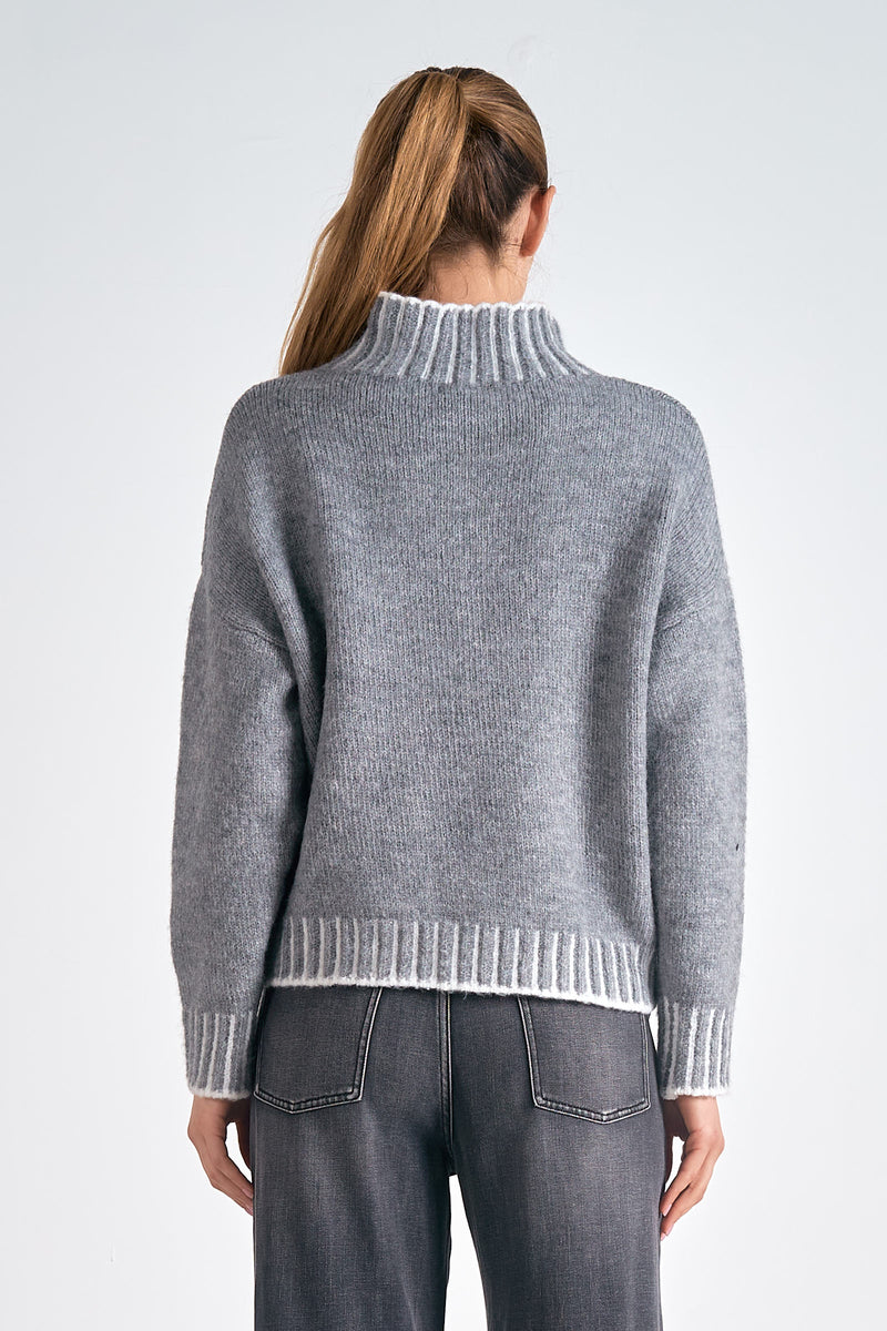 ELAN MOCK NECK SWEATER - CHARCOAL