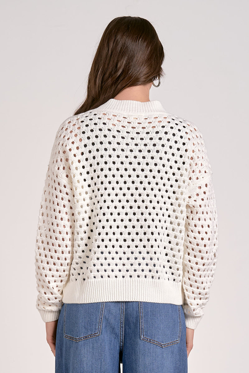 ELAN ASTER SWEATER CARDIGAN - WHITE