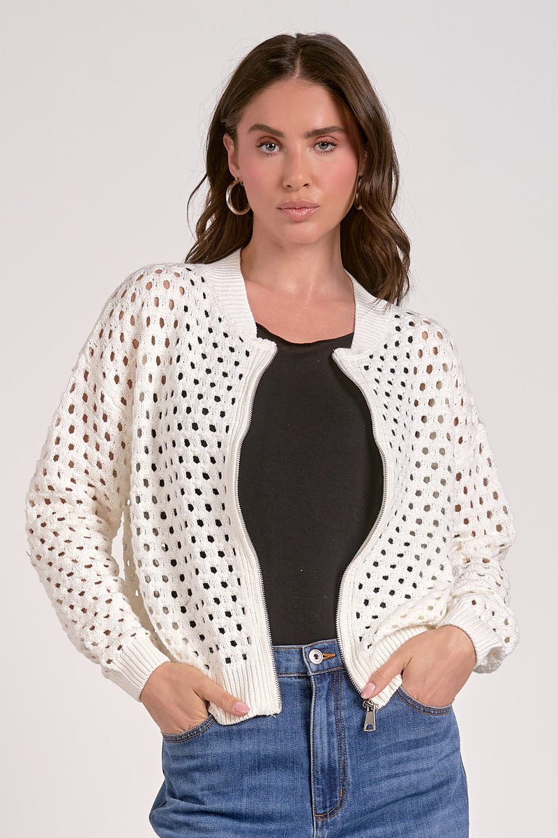 ELAN ASTER SWEATER CARDIGAN - WHITE