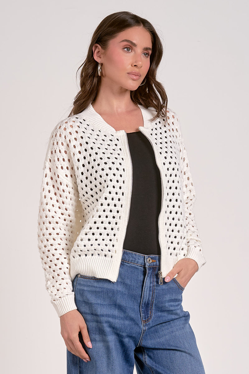 ELAN ASTER SWEATER CARDIGAN - WHITE