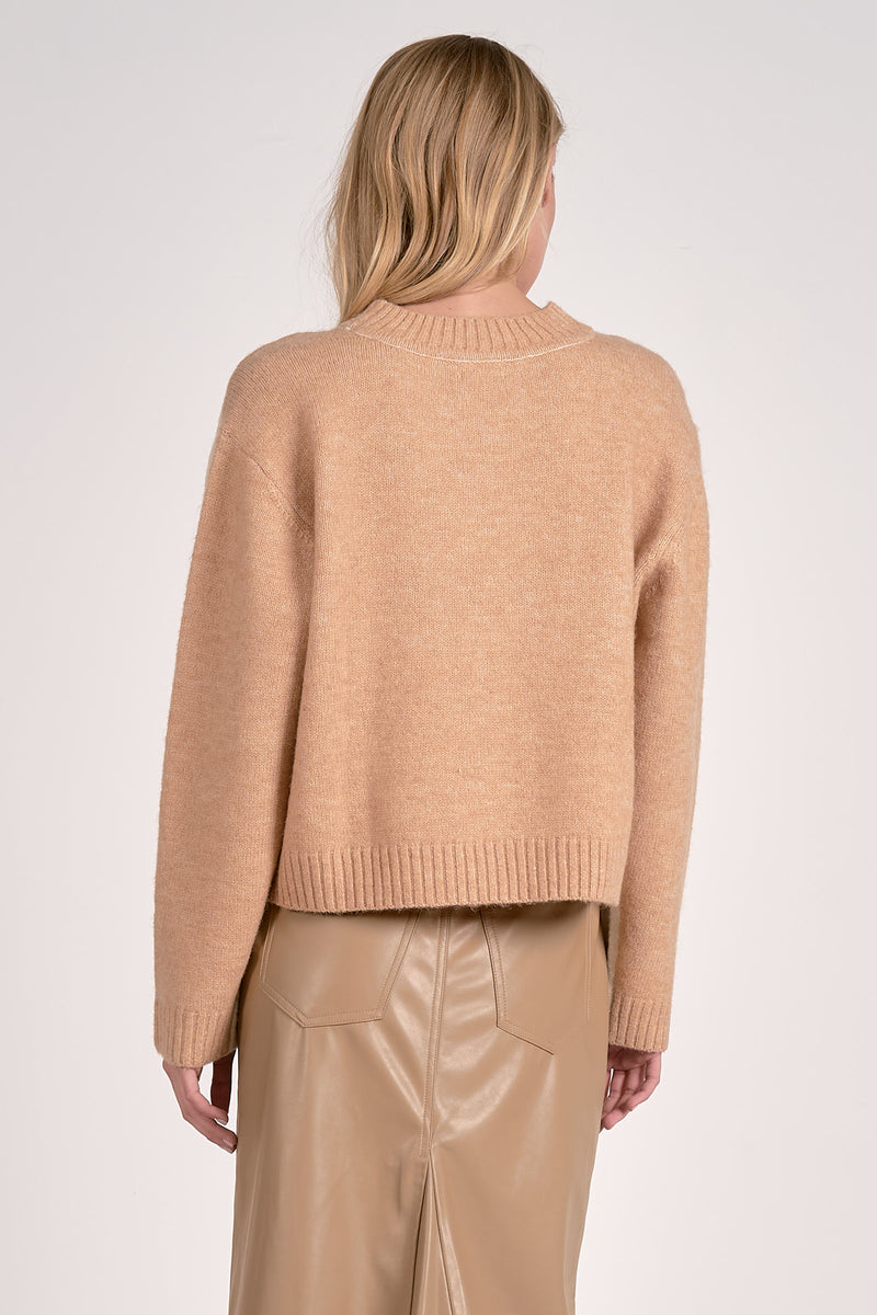 ELAN MARLA COLOR BLOCK SWEATER - TAN/NATURAL