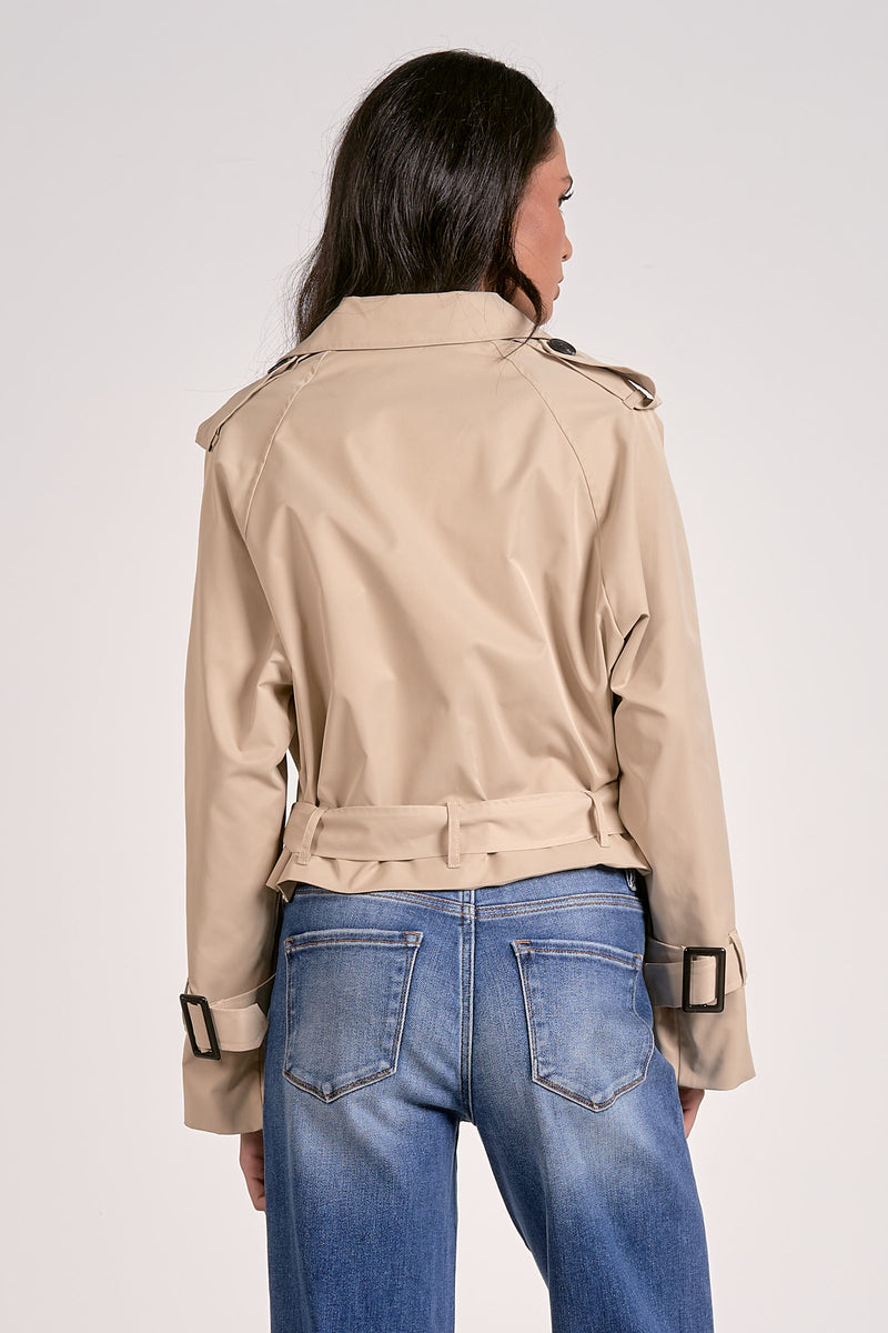 ELAN CROPPED TRENCH JACKET - NATURAL