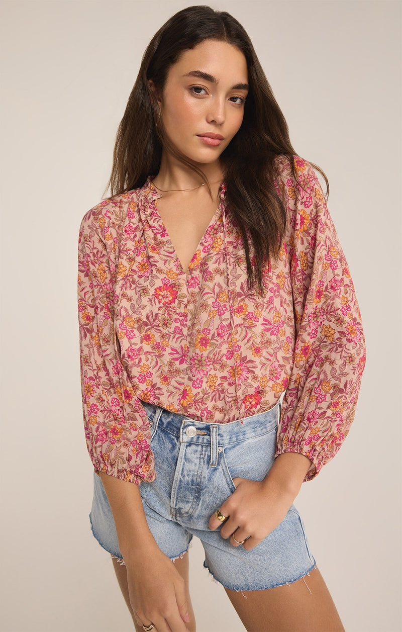 Z SUPPLY CARINE LIMA FLORAL TOP - CACTUS FLOWER