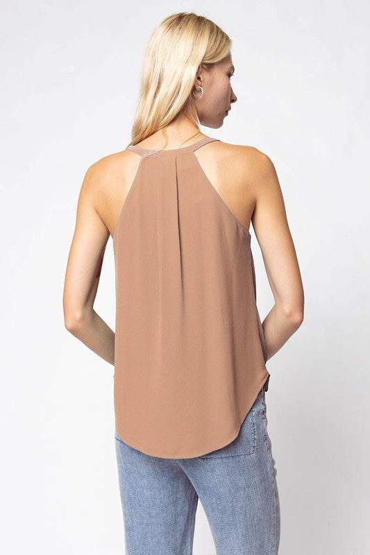 SURPLICE  TANK TOP - MACCHIATO