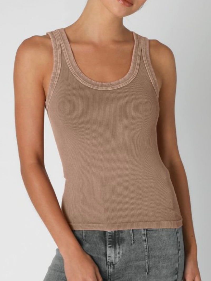 NIKIBIKI VINTAGE REVERSIBLE RIBBED TANK - VINTAGE MOCHA