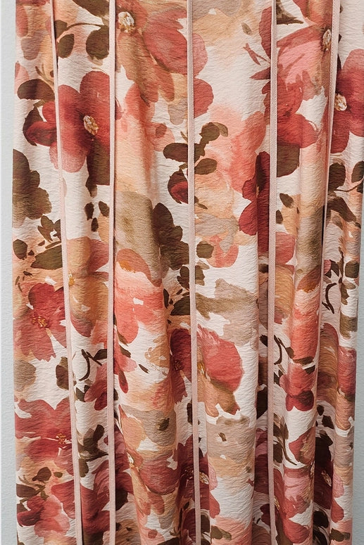 CONTRAST BINDING MIDI DRESS - RUST MULTI