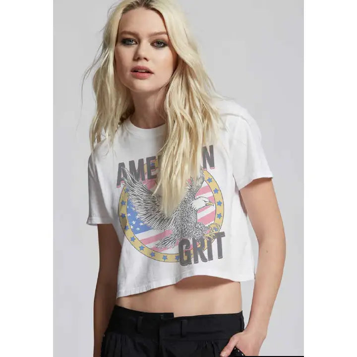 AMERICAN GRIT CROPPED TEE - WHITE