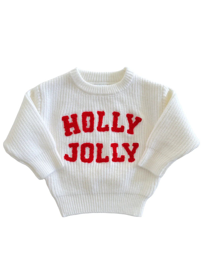 HOLLY JOLLY KNIT SWEATER - WHITE