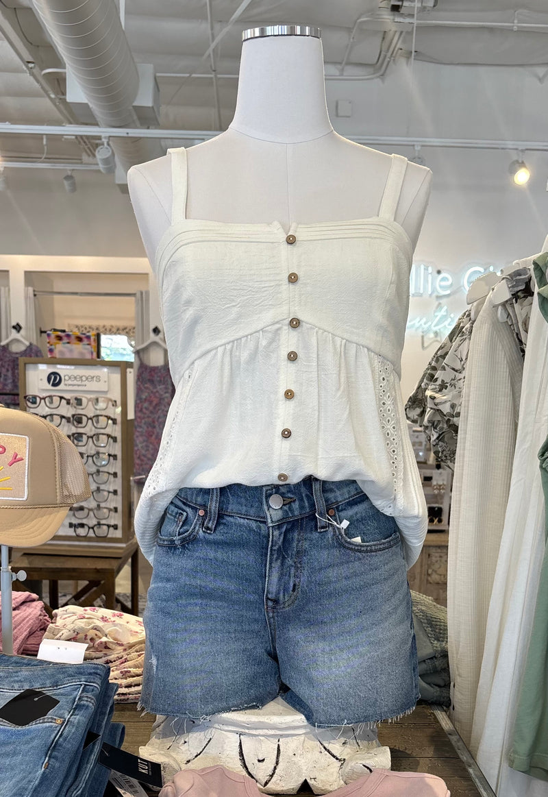 LEVEL 99 MAJA CUT OFF SHORTS - DENIM BLUE