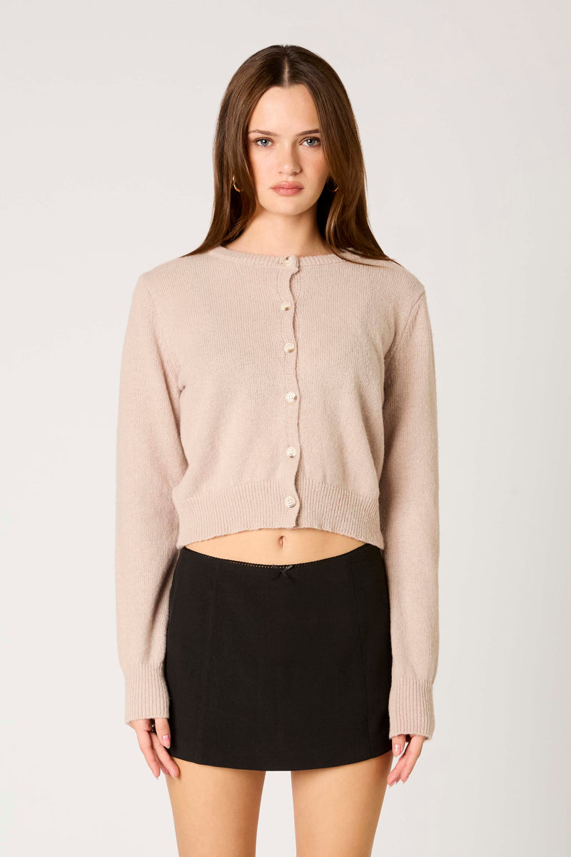 BUTTON DOWN CARDIGAN - TRUFFLE