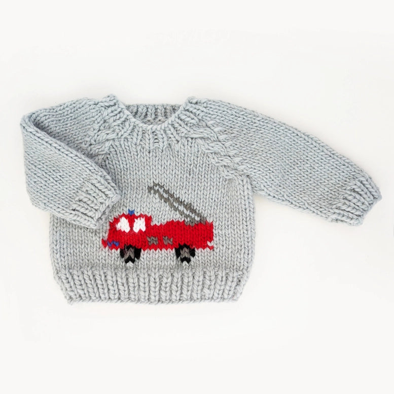 FIRE ENGINE CREW NECK SWEATER - GREY