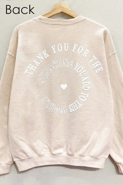 THANK YOU FOR THE SUNSHINE SWEATSHIRT - OATMEAL