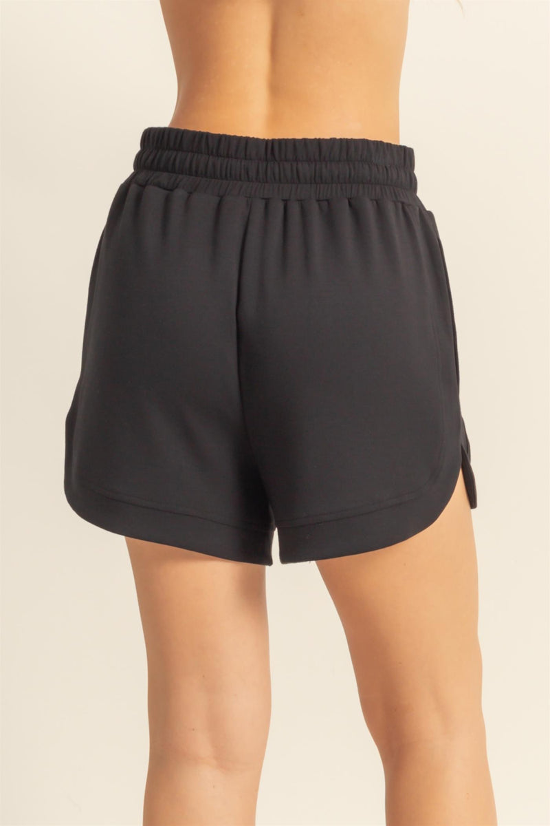 LIGHTWEIGHT DRAWSTRING SHORTS - BLACK