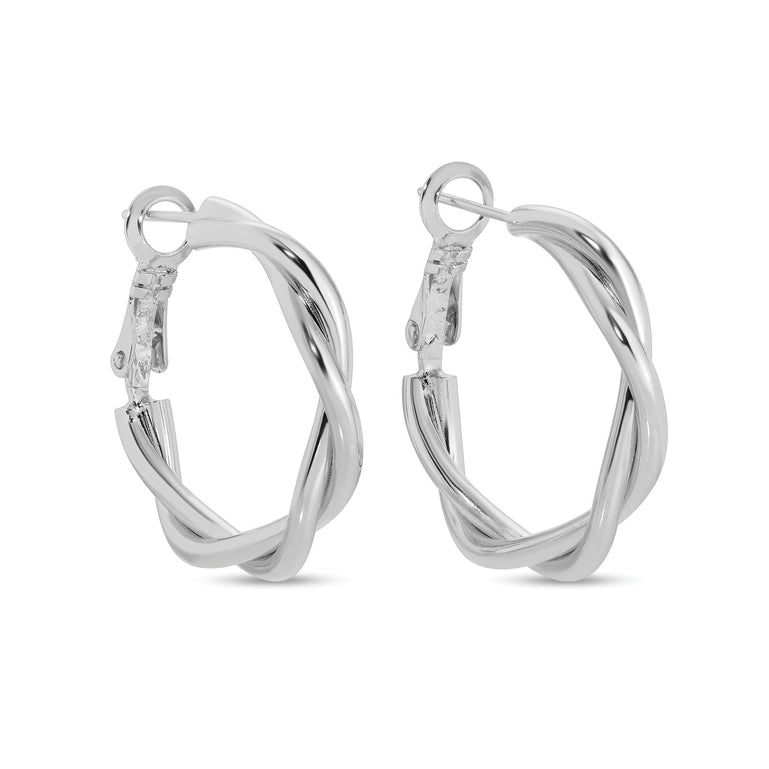 TWISTED LEVERBACK HOOPS - SILVER