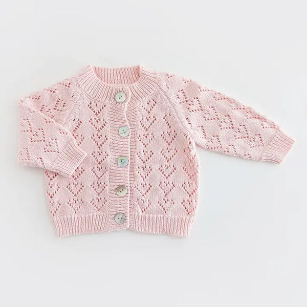HEART LACE VALENTINE CARDIGAN - BLUSH