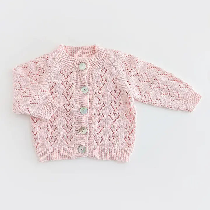 HEART LACE VALENTINE CARDIGAN - BLUSH