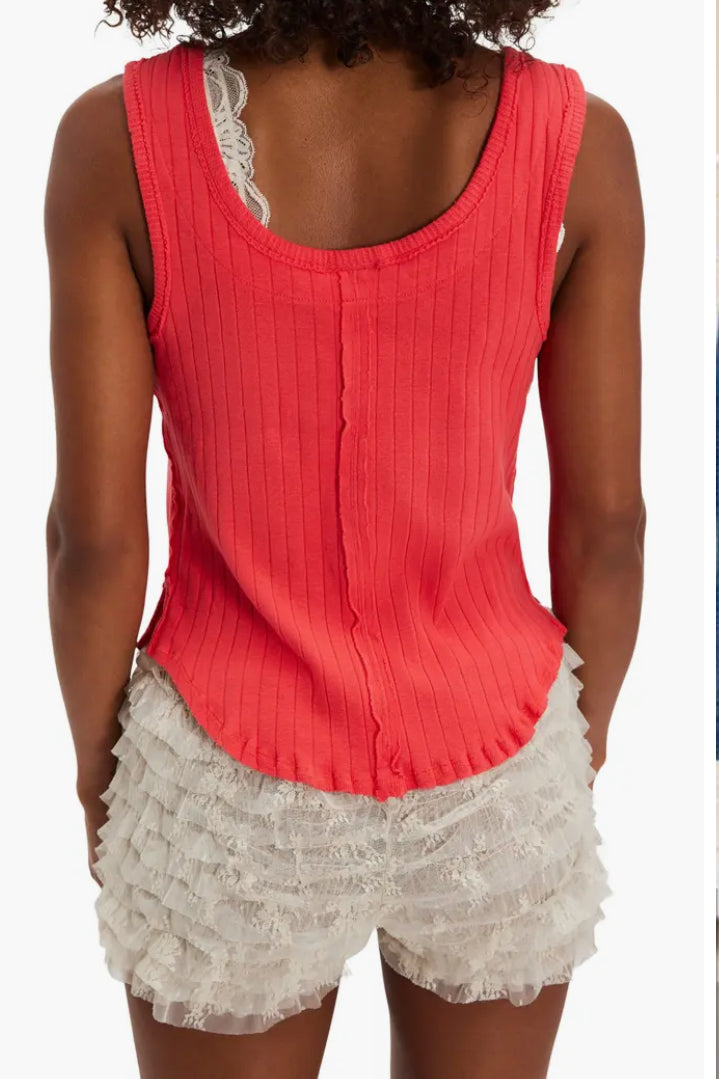 FREE PEOPLE BRYSON HENLEY TANK TOP - FIREY RED