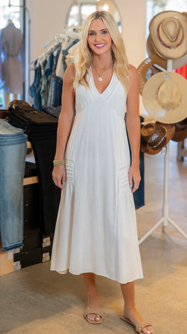 ESTER LACE MIDI DRESS - WHITE