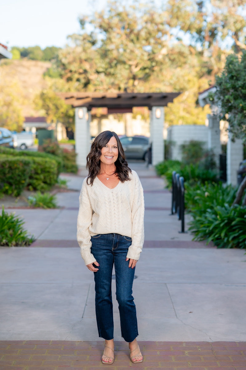 DEAR JOHN LEXI CABLE KNIT  SWEATER - OATMEAL
