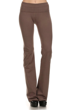 FOLDOVER BOOTCUT YOGA PANTS - MOCHA