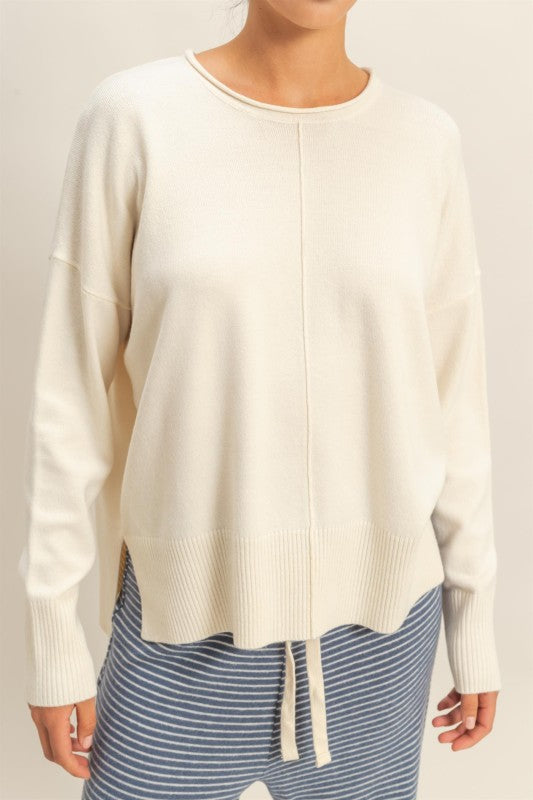 DROP SHOULDER SWEATER - CREAM